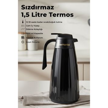 Bernardo Velana Siyah 1.5 lt Cam Termos
