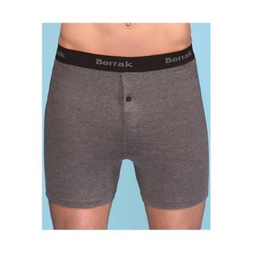 Berrak 1059 Likralı Düğmeli Uzun Paçalı 4'lü Füme Erkek Boxer