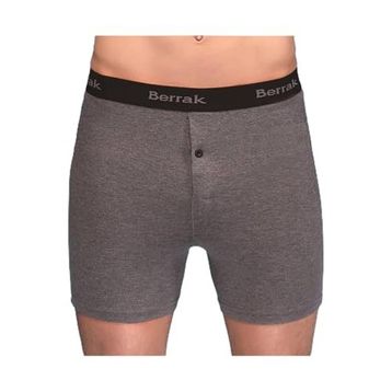 Berrak 1059 Likralı Düğmeli Uzun Paçalı 4'lü Füme Erkek Boxer