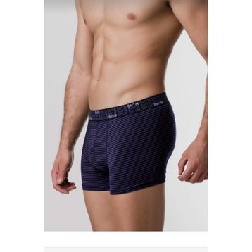 Berrak 4475 Çizgili Likralı 3'lü Karışık Renk Siyah Lacivert Gri Erkek Boxer