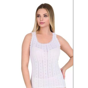 Berrak 8049 Geniş Askılı 6 Adet Beyaz Kadın Atlet