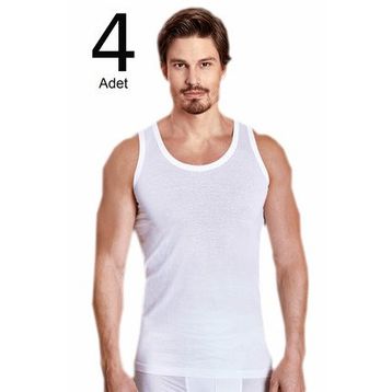 Berrak ELF568BER1020CCM4 Beyaz 4'lü Paket Klasik Erkek Atlet