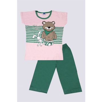 Berrak Kız Çocuk Ayıcık Desenli Alt Üst Pijama Takımı