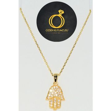 Besay Gold 14 Ayar Altın Fatma Eli Kolye
