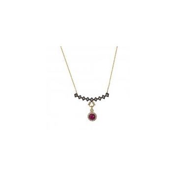 Besay Gold 14 Ayar Pembe Taşlı Altın Kolye