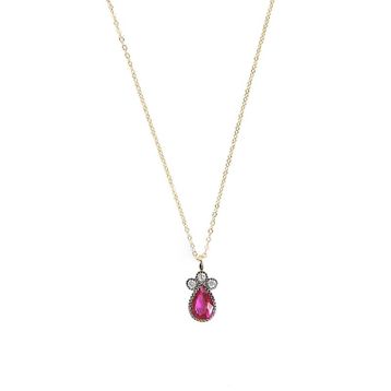 Besay Gold 14 Ayar Pembe Taşlı Altın Kolye