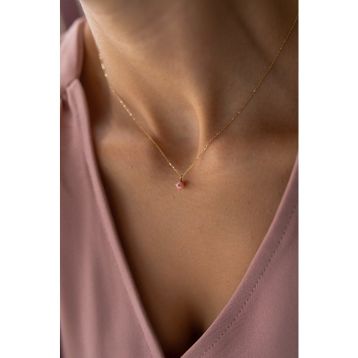 Besay Gold 14 Ayar Pembe Taşlı Altın Kolye