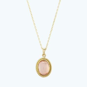 Besay Gold 14 Ayar Pembe Taşlı Altın Kolye