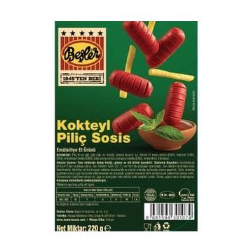 Beşler Kokteyl 220 gr Piliç Sosis