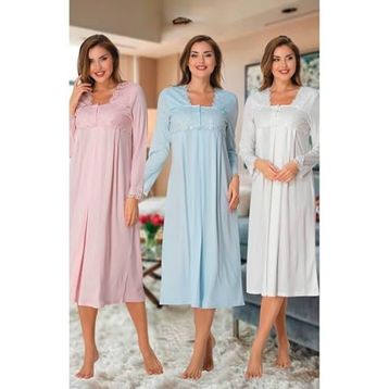 Bestin Kadın C7013EF-869BS00017903 Ekru Dantelli Hamile Lohusa Gecelik