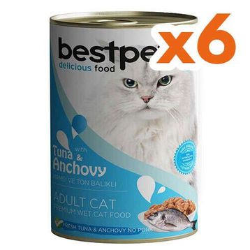 Bestpet 6x400 gr Gravy Tuna Anchovy Parça Ton ve Hamsili Kedi Konservesi