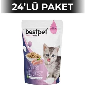 Bestpet Kitten Tavuklu 85 gr 24 Adet Yavru Yaş Kedi Maması