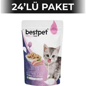 Bestpet Kitten Tavuklu 85 gr 24 Adet Yavru Yaş Kedi Maması