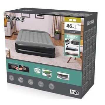Bestway Pavillo 67403 203x152x38 cm 295 kg Gri Fiş Pompalı Çift Kişilik Şişme Yatak