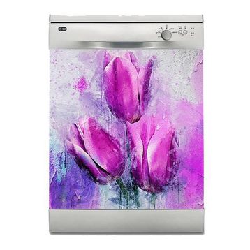 Beyaz Lale Bulaşık Makinesi Sticker