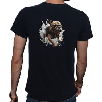 Beyaz Penguen Bulldog Siyah Erkek T-shirt
