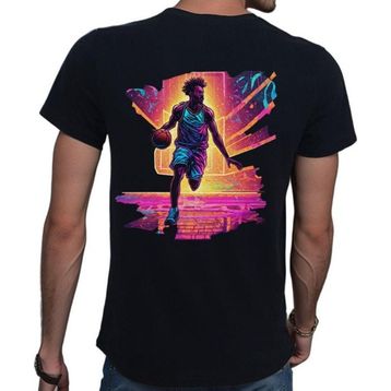 Beyaz Penguen Neon Spor Siyah Penye Basic Erkek Tişört