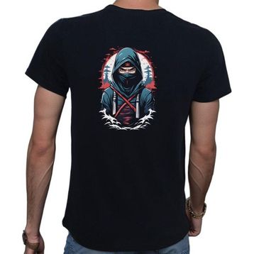 Beyaz Penguen Ninja Siyah Penye Basic Erkek T-shirt