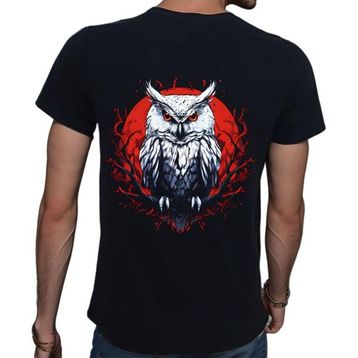 Beyaz Penguen Owl Siyah Penye Basic Erkek T-shirt