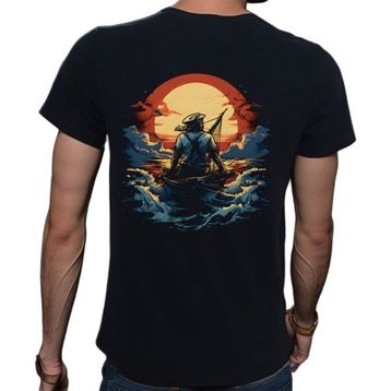Beyaz Penguen Sailor Siyah Penye Basic Erkek T-shirt