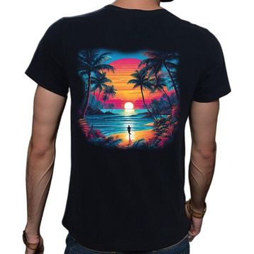 Beyaz Penguen Tropical Siyah Penye Basic Erkek Tişört
