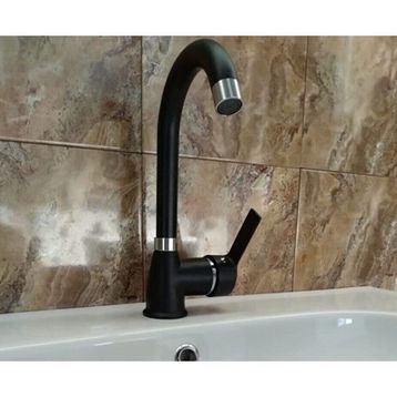 BeyazSu SYH-103 Mix Mat Siyah Krom Kısa Kuğu Lavabo Bataryası