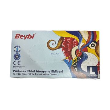 Beybi 100'lü Mavi L Pudrasız Latex Eldiveni