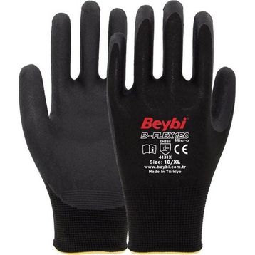 Beybi B-Flex120 Siyah Micro Köpük Nitril 8 Beden 12 Çift İş Eldiveni