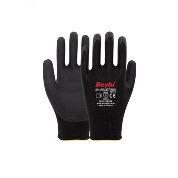 Beybi B-Flex120 Siyah Micro Köpük Nitril 8 Beden 12 Çift İş Eldiveni