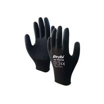 Beybi EN388 3121X 9 Beden 12'li Paket Poliüretan Kaplı Pu Touch Siyah Montaj Eldiven