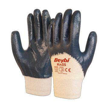 Beybi KN35 Yüksek Performanslı 3/4 Nitril Kaplı Pamuk Nitril Eldiven