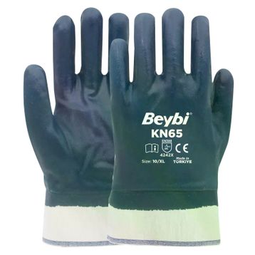Beybi KN65 No 10 12 Çift Pamuk Nitril Petrolcü Eldiveni