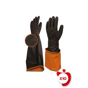 Beybi Korun Tırtıklı 60 cm 10 Paket Uzun Siyah İş Eldiveni