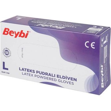 Beybi L Beden Beyaz 100'lü Pudralı Lateks Eldiven