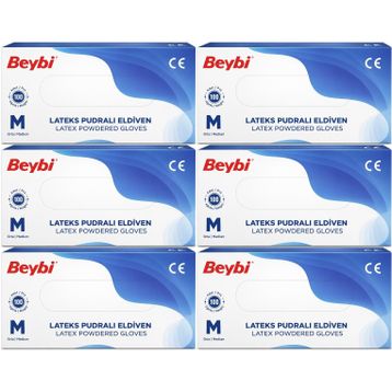 Beybi Lateks Pudralı Medium 600'lü Muayene Eldiveni