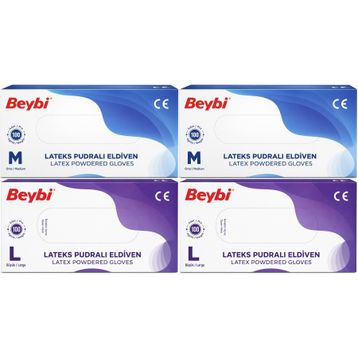 Beybi Lateks Pudralı Medium-Large Karma 400'lü Muayene Eldiveni