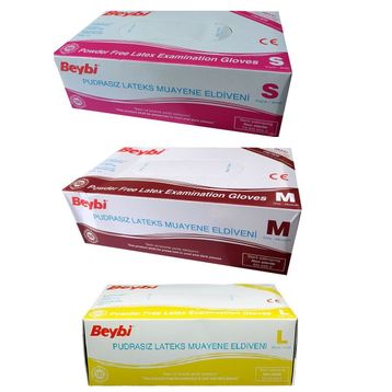 Beybi Latex Muayene eldiveni - Pudrasız - M-100