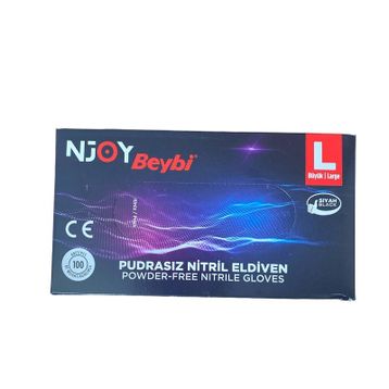 Beybi Nitril Pudrasız Large Siyah 100'lü Muayene Eldiveni