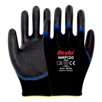 Beybi NMF120 No: 10-XL Koli 144 Çift Mikro Köpük Nitril Kaplı Polyester Örgü Eldiven