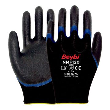 Beybi NMF120 No: 9 100 Çift Mikro Köpük Nitril Kaplı Polyester Örgü Eldiven