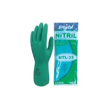 Beybi NTL-33 Yeşil 10 Beden Kimyasal Koruyucu Nitril İş Eldiveni