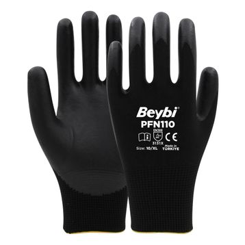 Beybi PFN110 No: 10 144 Çift Polyester Örgü Üzeri 1/2 Köpük Nitril Kaplı Eldiven