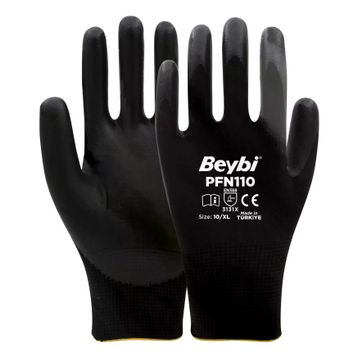 Beybi PFN110 No 9 100 Çift Polyester Örgü Üzeri 1/2 Köpük Nitril Kaplı Eldiven