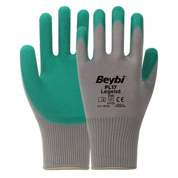 Beybi PL17 Legend No: 9 Çift Siyah Polyester Örme Lateks Eldiven
