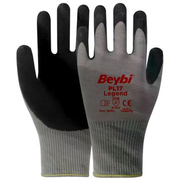 Beybi PL17 Legend No: 9 Koli 288 Çift Siyah Lateks Kaplı İş Eldiveni