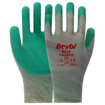 Beybi PL17 Legend Yeşil 10 Beden 12 Çift Polyester Örme Lateks İş Eldiveni