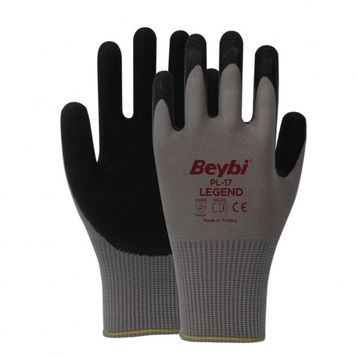 Beybi PL17 Siyah Çift Legend Polyester Örme Lateks Eldiven