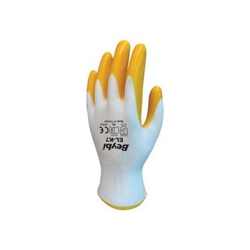 Beybi PN-7 No:10 Beyaz Sarı Nitril Eldiven