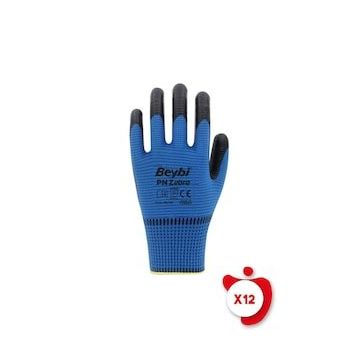 Beybi PN Zebra Mavi 10 Beden 12 Çift Polyester Örme Nitril İş Eldiveni