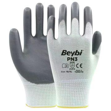Beybi PN3 No: 9 Koli 288 Çift Gri Polyester Örme Nitril Eldiven